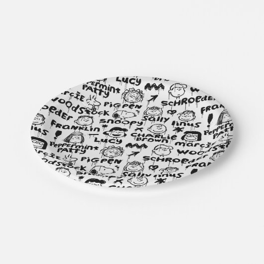 Erdnusszeichen Graffiti Muster Pappteller (Schrägansicht)