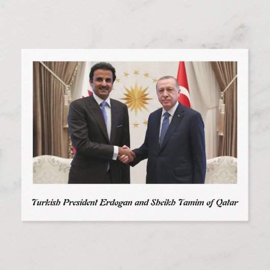 Erdogan und Scheich Tamim in Doha. Postkarte (Vorderseite)