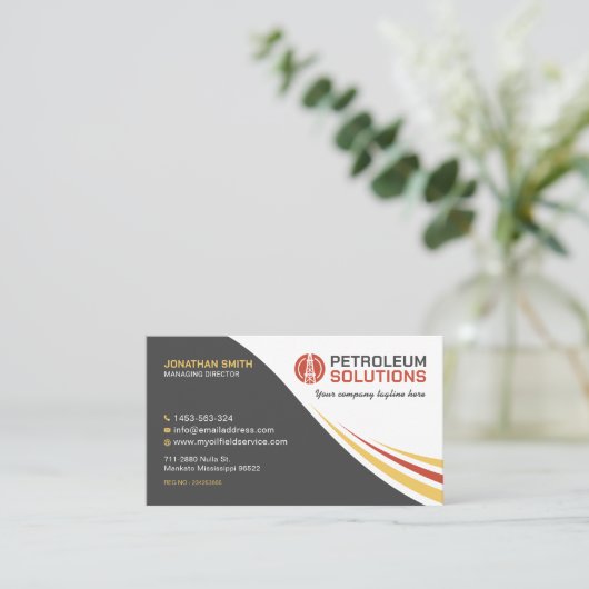 Erdöl, Ölfeld, Öl und Gas, Ölbohrinsel, Brunnen Visitenkarte (Stehend Vorderseite)