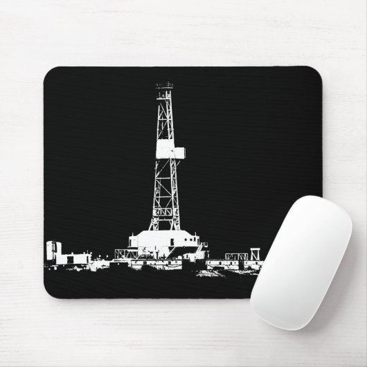 Erdölbohrungs-Anlage im Weiß auf Schwarzem Mousepad (Mit Mouse)