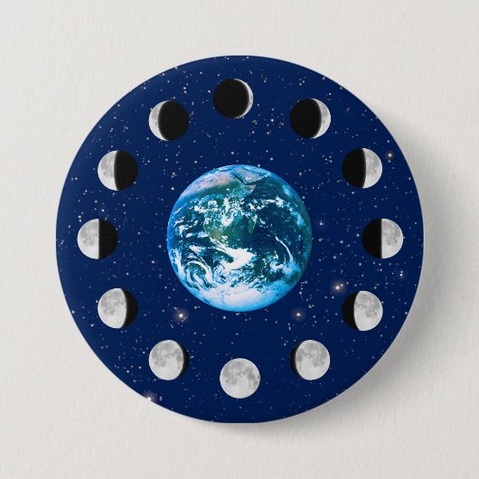 Erdphasen und Mondphasen, auf einem Hintergrund de Button (Vorderseite)