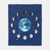 Erdphasen und Mondphasen im Hintergrund der Sterne Fleecedecke (Vorderseite)