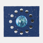 Erdphasen und Mondphasen im Hintergrund der Sterne Fleecedecke (Vorderseite (Horizontal))