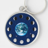 Erdphasen und Mondphasen im Hintergrund der Sterne Schlüsselanhänger (Vorne)