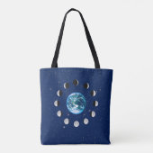 Erdphasen und Mondphasen im Hintergrund der Sterne Tasche (Rückseite)