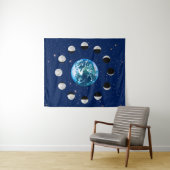 Erdphasen und Mondphasen im Hintergrund der Sterne Wandteppich (Beispiel (Horizontal))