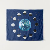 Erdphasen und Mondphasen im Hintergrund der Sterne Wandteppich (Vorderseite (Horizontal))