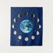 Erdphasen und Mondphasen im Hintergrund der Sterne Wandteppich (Vorderseite)