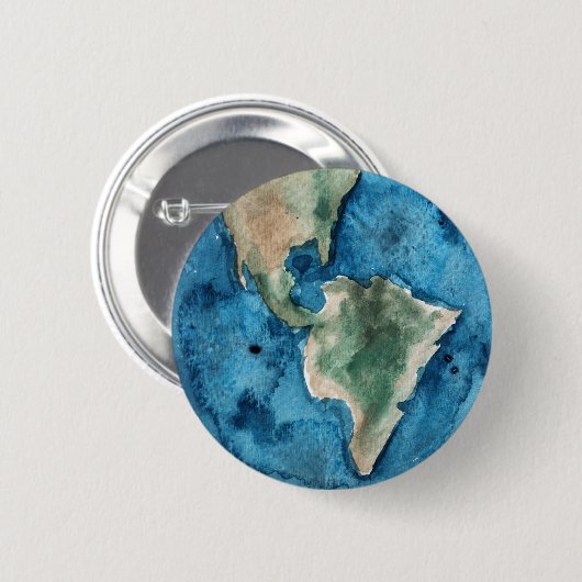 Erdplaneten-Aquarell-runder Knopf Button (Vorne & Hinten)