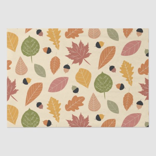 Erdreiche Herbstgänge mit beigen Acornen Seidenpapier (Vorderseite)