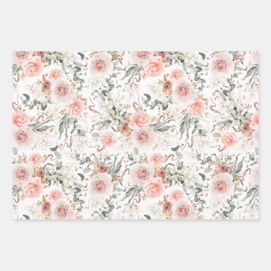 Erdrosa, botanisches Muster Geschenkpapier Set (Vorderseite 2)