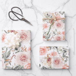Erdrosa, botanisches Muster Geschenkpapier Set