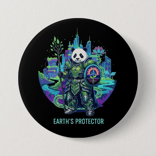 Erdschutz-Panda-Ritter | Solarpunk Öko Button (Vorderseite)