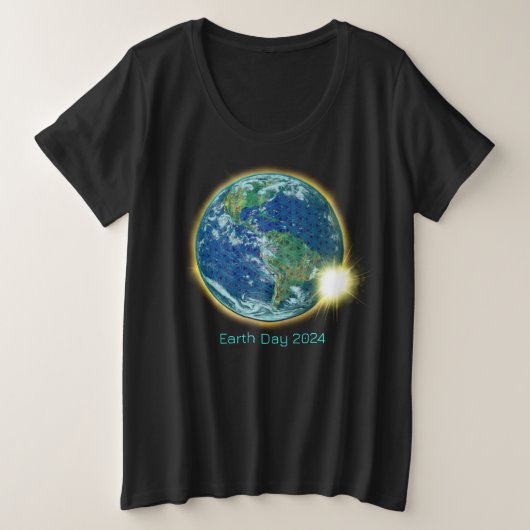 Erdsonne Eclipse 2024 heilige Geometrie Große Größe T-Shirt (Design vorne)