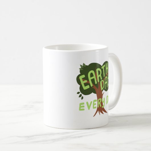 ERDTAG JEDEN TAG handgeschriebener Baum Kaffeetasse (VorderseiteRechts)