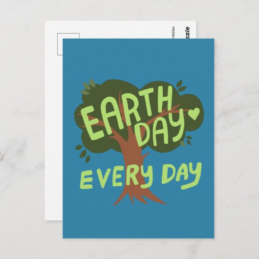 ERDTAG JEDEN TAG handgeschriebener Baum Postkarte (Vorne/Hinten)