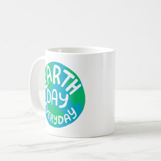 ERDTAG JEDEN TAG Handlettered Planet Kaffeetasse (Vorderseite Links)