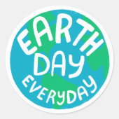 ERDTAG JEDEN TAG Handlettered Planet Runder Aufkleber (Vorderseite)
