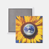 ERDTAG SONNENBLUME VON GREGORY GALLO MAGNET (Vorderseite/Rückseite)