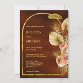 Erdthy Floral Arch Drilling Palm Burnt Orange Wedd Einladung (Vorderseite)