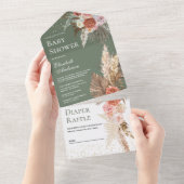 Erdthy Floral Pampas Grass Sage Green Baby Shoount All In One Einladung (Abreißen)