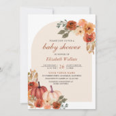 Erdthy Floral Terracotta Pumpkin Baby Shower Einladung (Vorderseite)