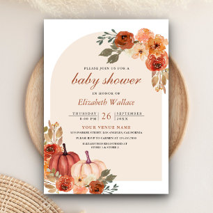 Erdthy Floral Terracotta Pumpkin Baby Shower Einladung