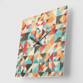 Erdton Geometrisches Muster Quadratische Wanduhr (Winkel)