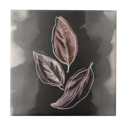 Erdton-Herbstlaub des Mittelalters Fliese (Vorderseite)