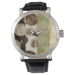 Erdton-hölzerne Platten-Malerei mit Kreisen Armbanduhr