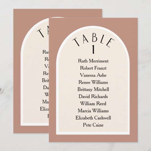 Erdton, moderner Sitzplan der Tischnummer (Vorne/Hinten)