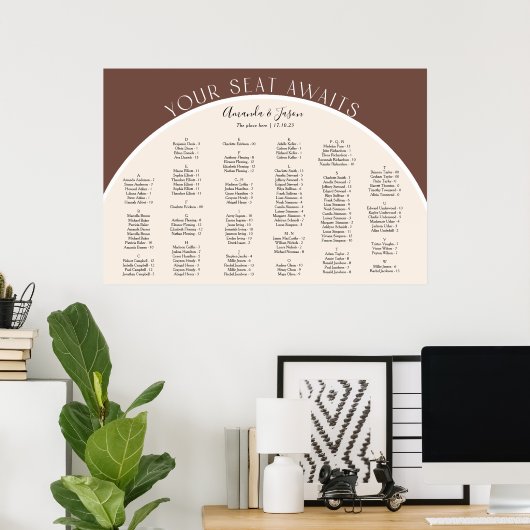 Erdton Modernes Bogen-Bordeaux-Sitzdiagramm Poster (Heimbüro)