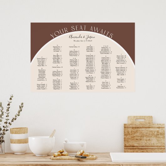 Erdton Modernes Bogen-Bordeaux-Sitzdiagramm Poster (Küche)