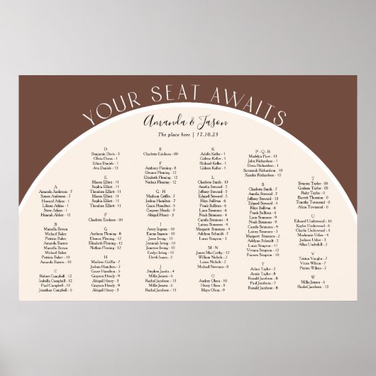 Erdton Modernes Bogen-Bordeaux-Sitzdiagramm Poster (Vorne)