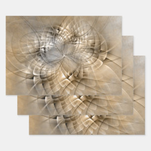 Erdtöne Abstrakte Moderne Fraktal-Kunst-Textur Geschenkpapier Set