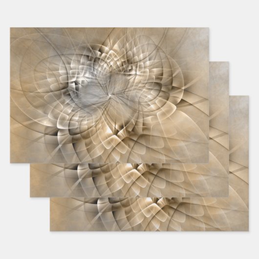 Erdtöne Abstrakte Moderne Fraktal-Kunst-Textur Geschenkpapier Set (Set)