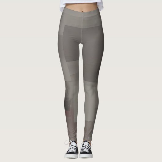 Erdtöne abstrakte Quadrate Leggings (Vorderseite)