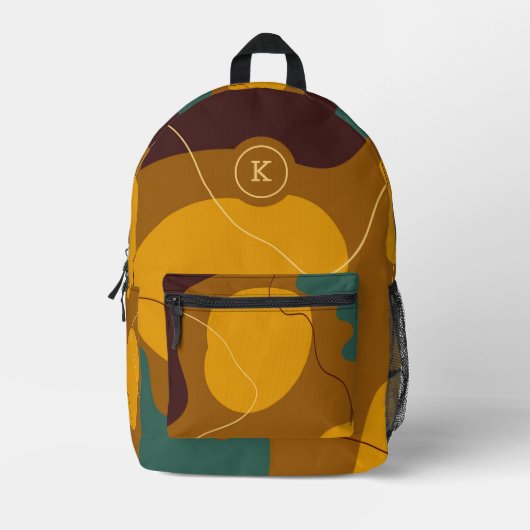 Erdtöne Bio Formen abstrakter Hintergrund Bedruckter Rucksack (Vorderseite)