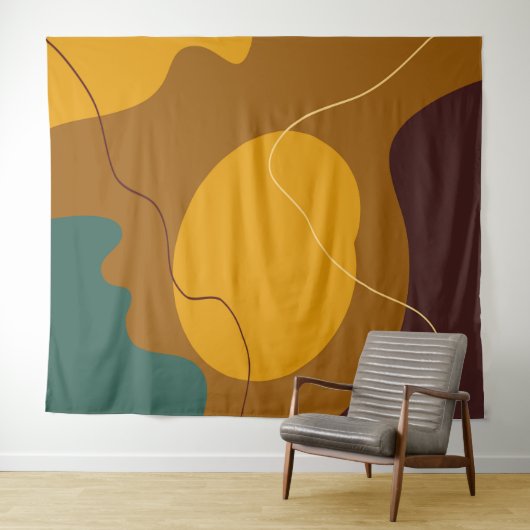 Erdtöne Bio Formen abstrakter Hintergrund Wandteppich (Beispiel (Horizontal))