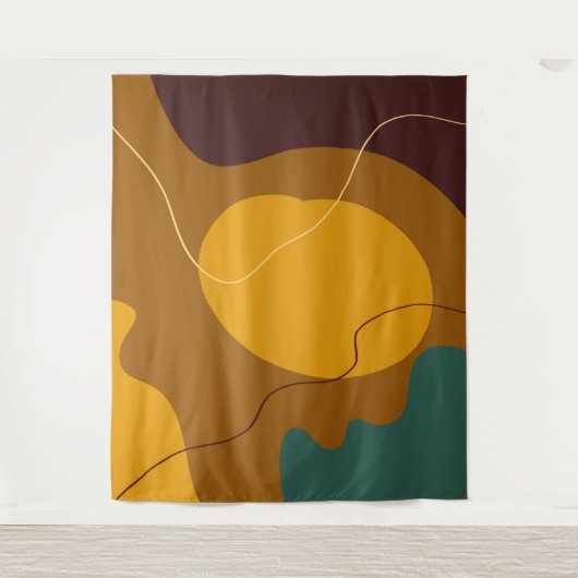 Erdtöne Bio Formen abstrakter Hintergrund Wandteppich (Vorderseite)