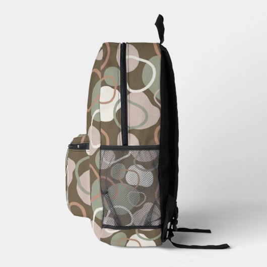 Erdtöne Bio Formen Muster monogramm Bedruckter Rucksack (Rechts)