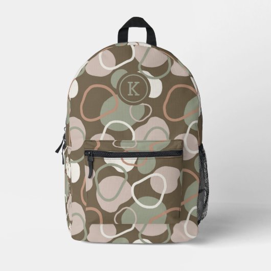 Erdtöne Bio Formen Muster monogramm Bedruckter Rucksack (Vorderseite)