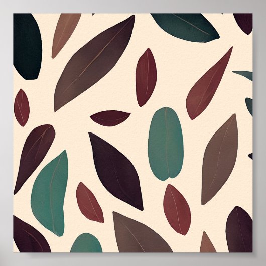 Erdtöne Blätter minimalistische Kunst Poster (Vorne)