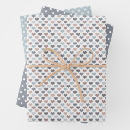 Erdtöne Blau/Seegrün/Graue Geschenkpapierbögen Geschenkpapier Set