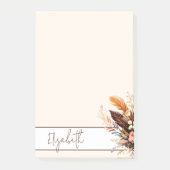 Erdtöne Boho Bouquet personalisiert Post-it Klebezettel (Vorderseite)