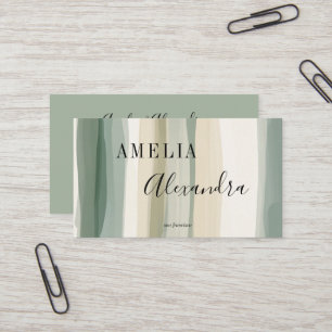 Erdtöne Boho Retro Schrift Abstrakt Wellenlinien Visitenkarte