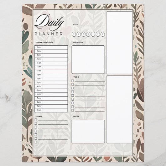 Erdtöne Botanischer Tagesplaner (Vorderseite)