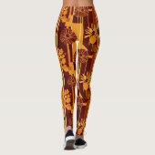Erdtöne Botanisches Blumenmuster Leggings (Rückseite)