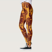 Erdtöne Botanisches Blumenmuster Leggings (Links)
