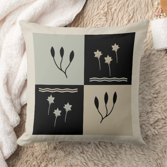 Erdtöne Crocus Blume Geometric Throw Kissen (Decke)